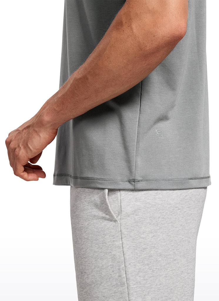 CRZ YOGA Men's Casual Classic Fit Quick Dry Crew Neck Short Sleeves Mysterious Grey