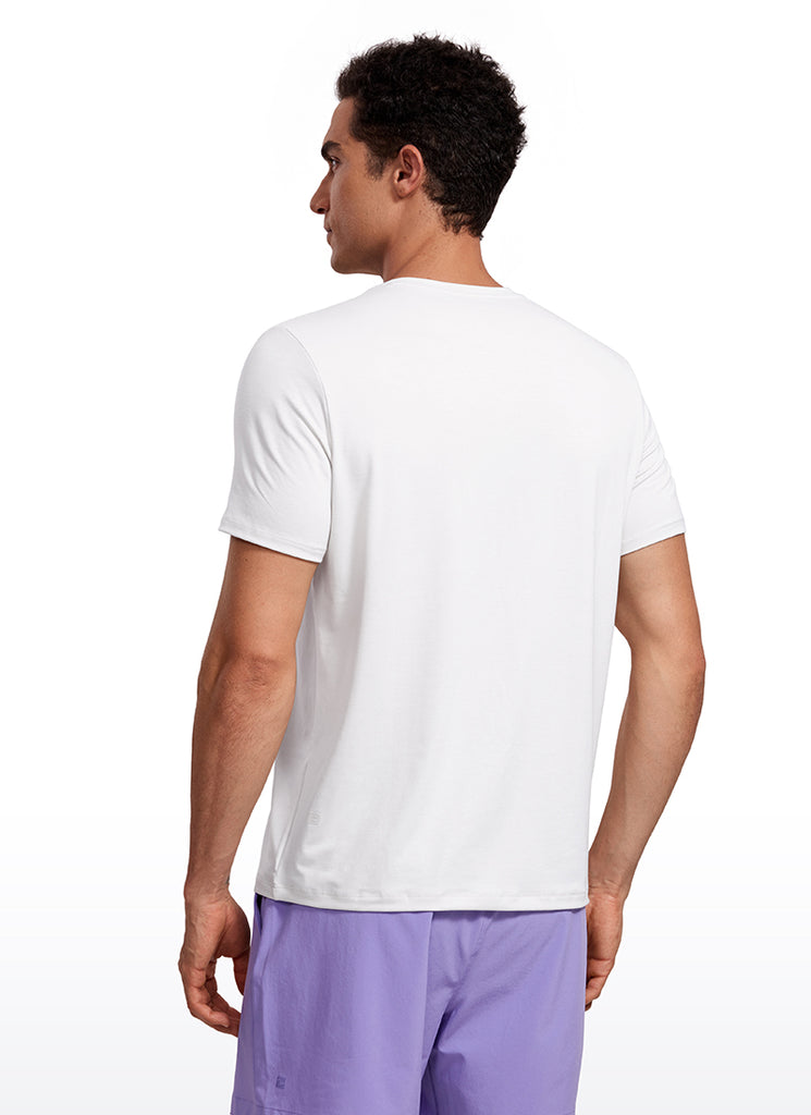 CRZ YOGA Men's Casual Classic Fit Quick Dry Crew Neck Short Sleeves White