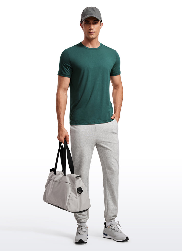 CRZ YOGA Men's Casual Classic Fit Quick Dry Crew Neck Short Sleeves White Opal