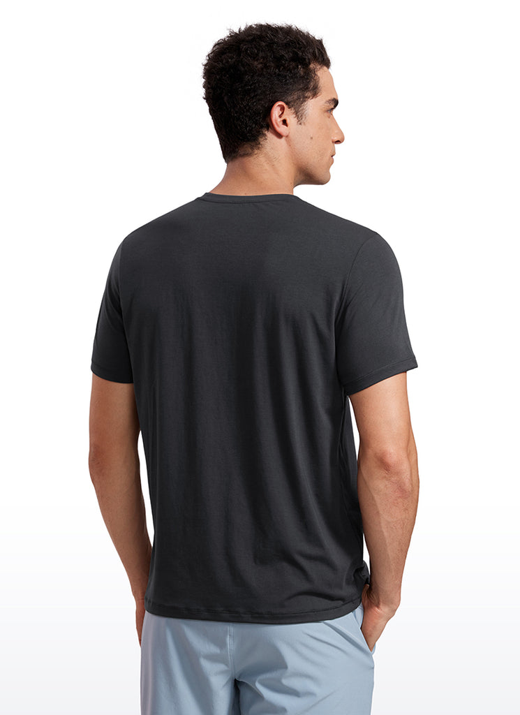 CRZ YOGA Men's Casual Classic Fit Quick Dry Crew Neck Short Sleeves Night Sea Blue