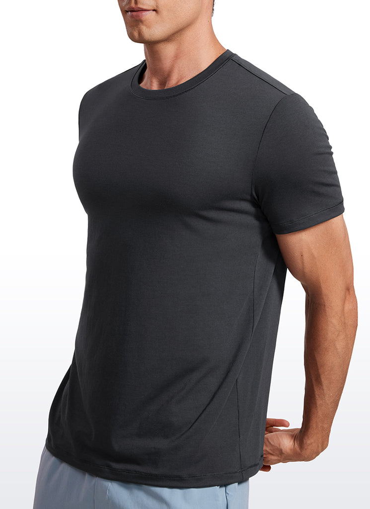 CRZ YOGA Men's Casual Classic Fit Quick Dry Crew Neck Short Sleeves Night Sea Blue