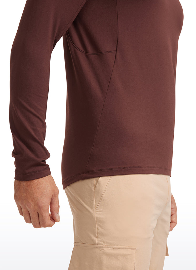CRZ YOGA Men's Train Slim Fit Shirts Brushed Slim-Fit Long Sleeves Taupe
