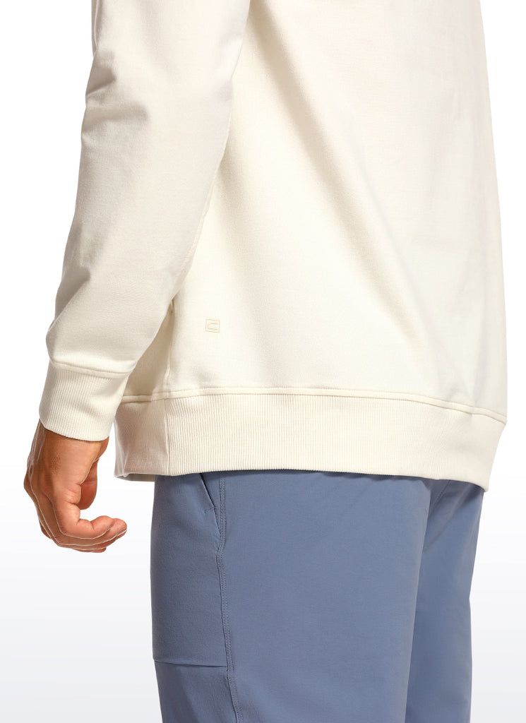 CRZ YOGA Men's Casual Outerwear Cotton Loose Fit Long Sleeve Hoodies White Apricot