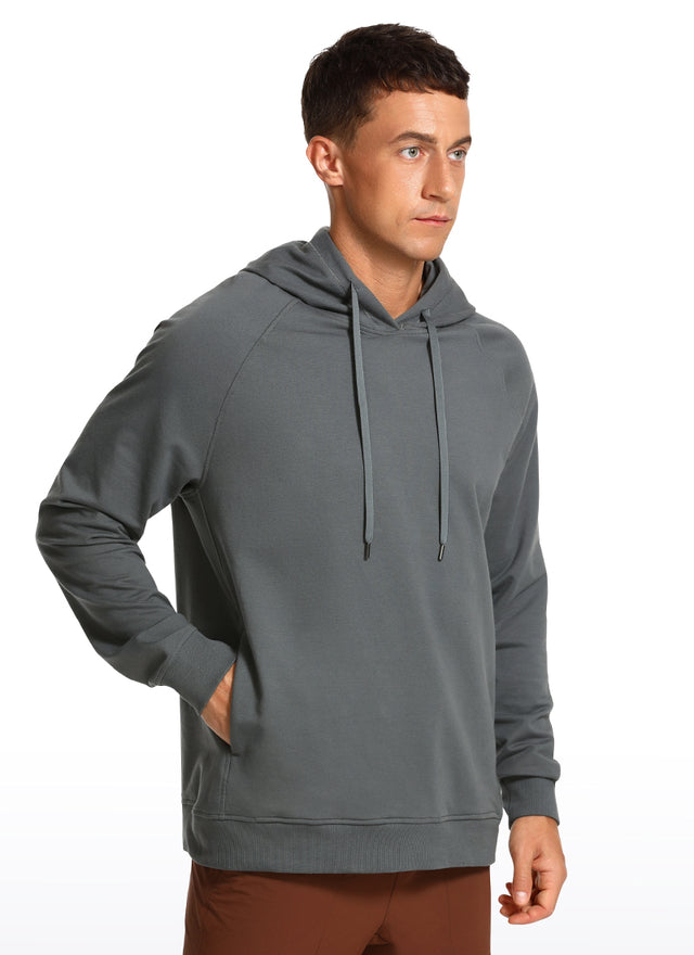 CRZ YOGA Men's Casual Outerwear Cotton Loose Fit Long Sleeve Hoodies White Apricot