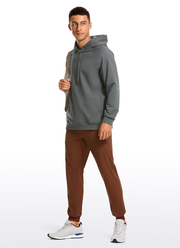 CRZ YOGA Men's Casual Outerwear Cotton Loose Fit Long Sleeve Hoodies White Apricot