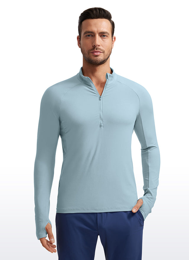 Brushed Half Zip Long Sleeve with Thumbhole