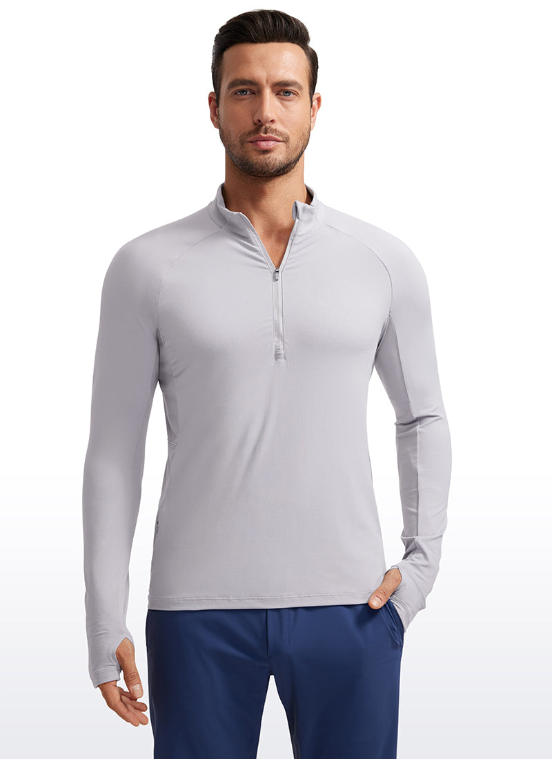 CRZ YOGA Men's Run Slim Fit Brushed Half Zip Long Sleeve Thumbhole