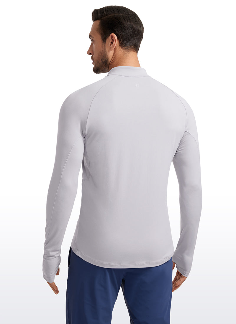 CRZ YOGA Men's Run Slim Fit Brushed Half Zip Long Sleeve Thumbhole