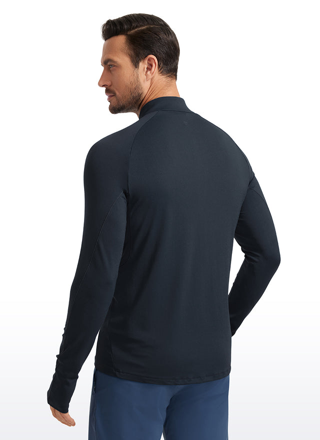 Brushed Half Zip Long Sleeve with Thumbhole