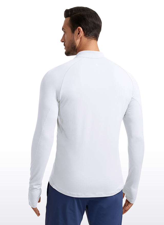 Brushed Half Zip Long Sleeve with Thumbhole