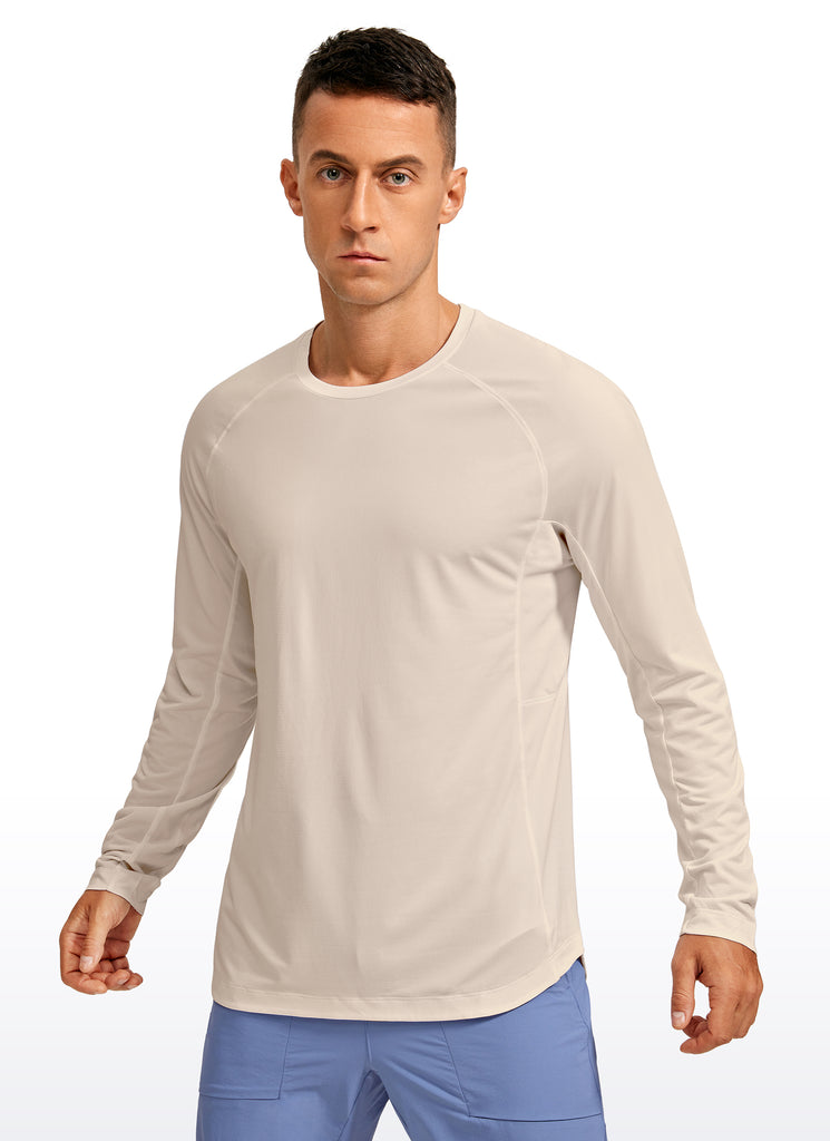 CRZ YOGA Men's Train Slim Fit Lightweight Rounded Scallop Long Sleeves Black