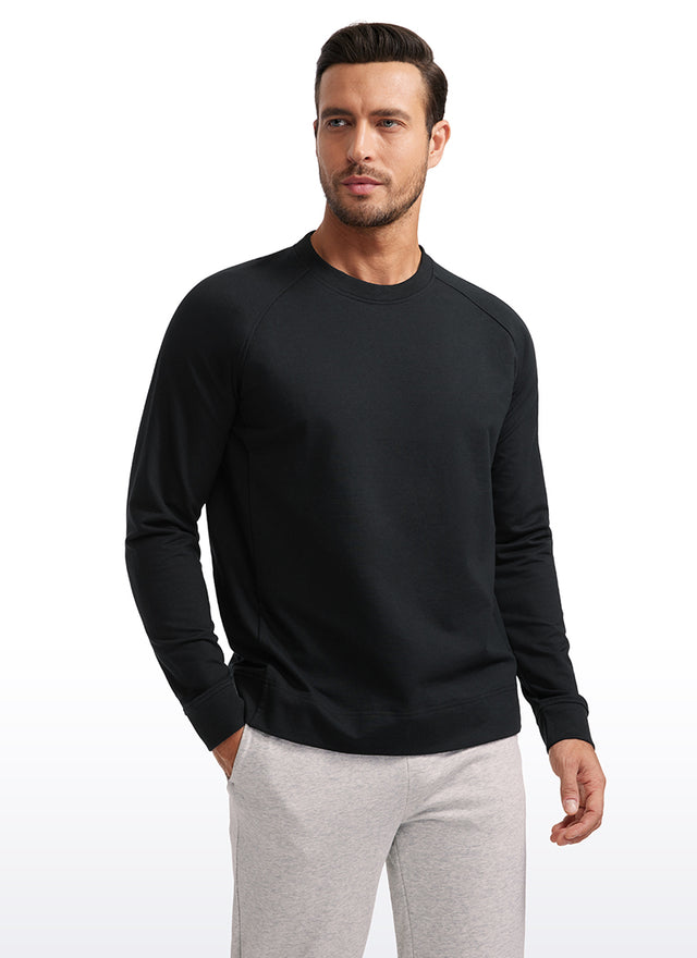 CRZ YOGA Men's Train Classic Fit Pullover Sweatshirts Long Sleeves Black