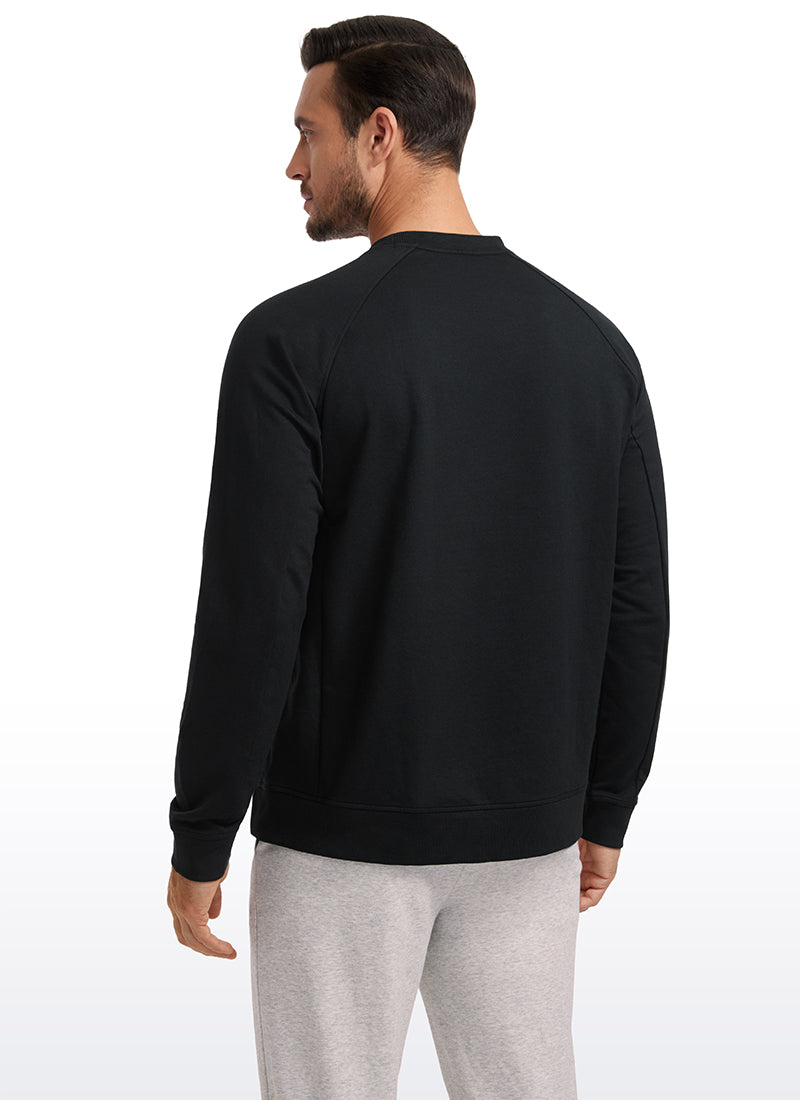 CRZ YOGA Men's Train Classic Fit Pullover Sweatshirts Long Sleeves Black