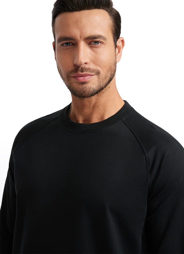 CRZ YOGA Men's Train Classic Fit Pullover Sweatshirts Long Sleeves Black