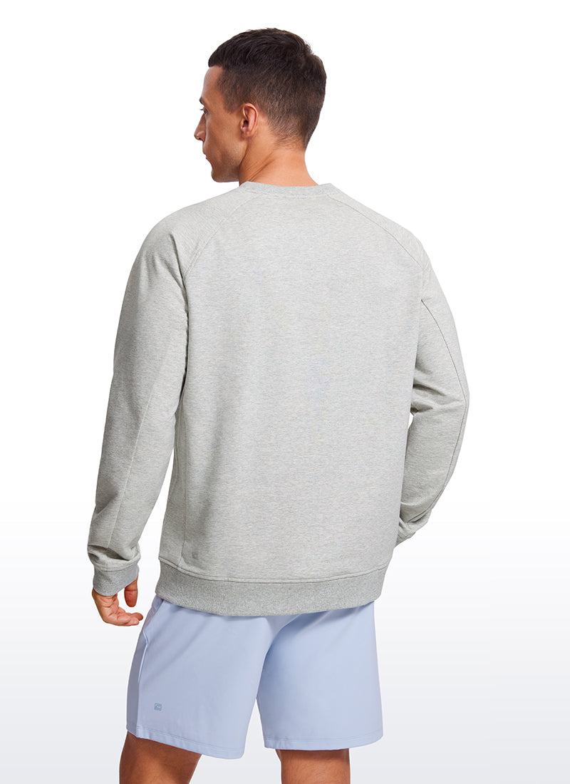 CRZ YOGA Men's Train Classic Fit Pullover Sweatshirts Long Sleeves Chambray Blue