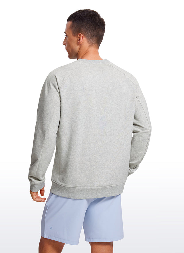 CRZ YOGA Men's Train Classic Fit Pullover Sweatshirts Long Sleeves Chambray Blue