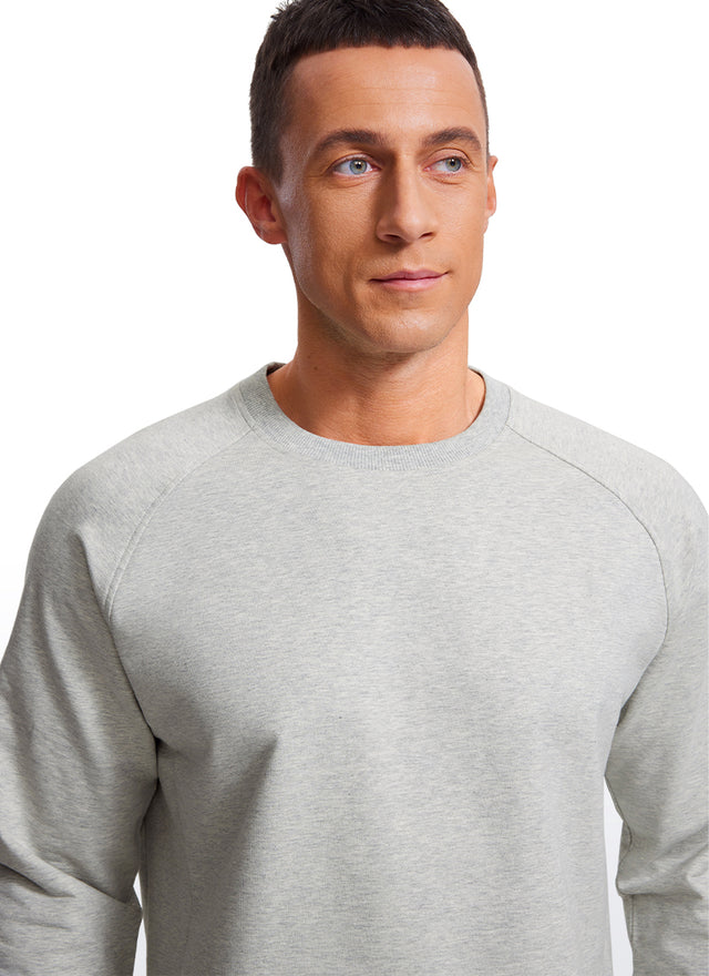 CRZ YOGA Men's Train Classic Fit Pullover Sweatshirts Long Sleeves Chambray Blue