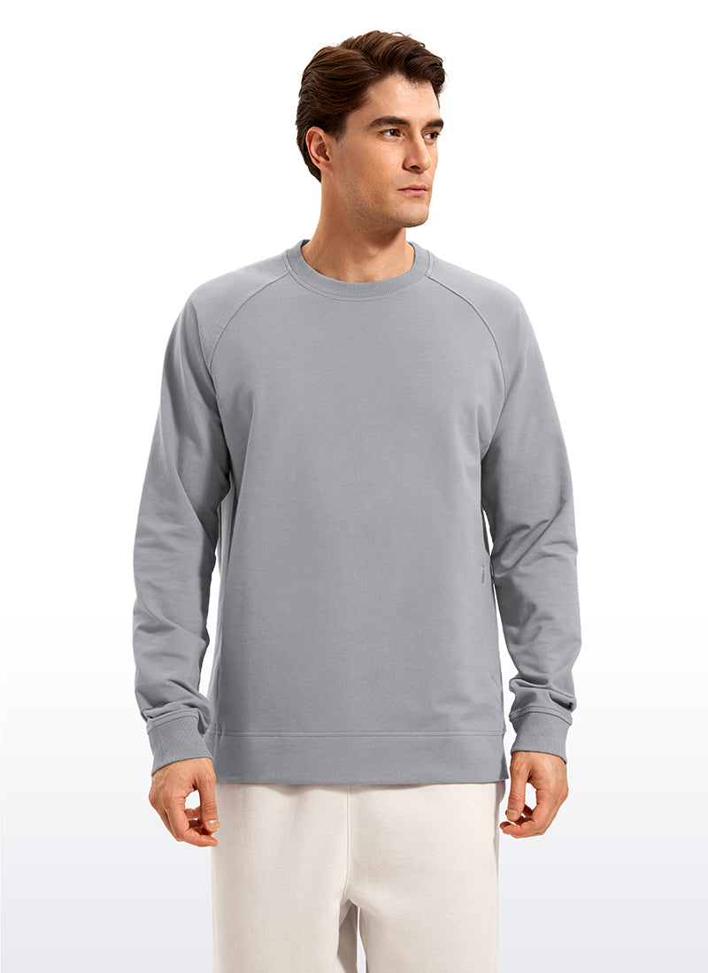 CRZ YOGA Men's Train Classic Fit Pullover Sweatshirts Long Sleeves Dove Grey Heather