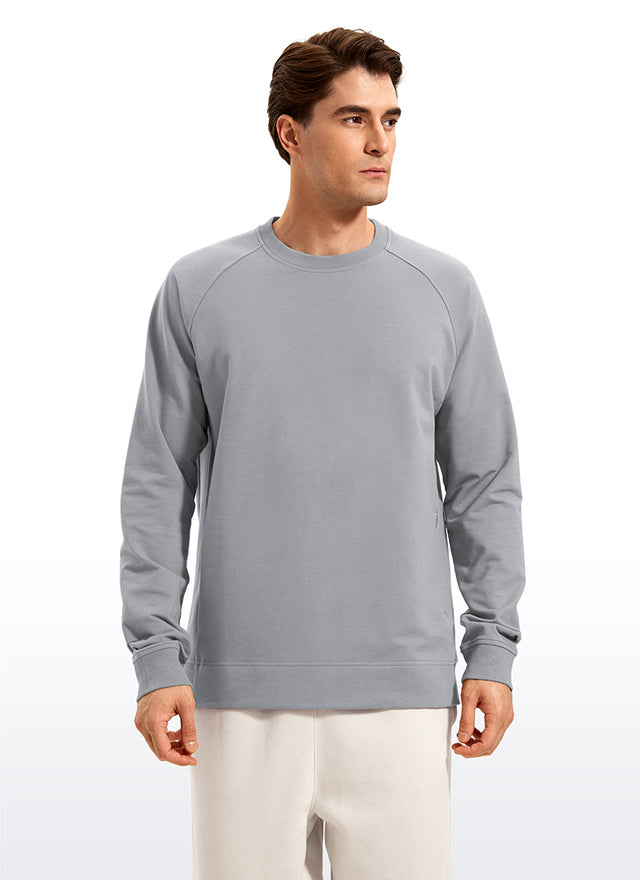 CRZ YOGA Men's Train Classic Fit Pullover Sweatshirts Long Sleeves Dove Grey Heather
