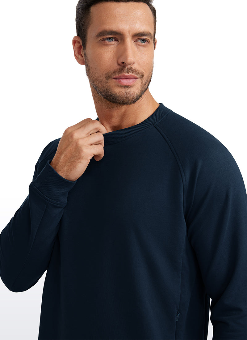 CRZ YOGA Men's Train Classic Fit Pullover Sweatshirts Long Sleeves True Navy