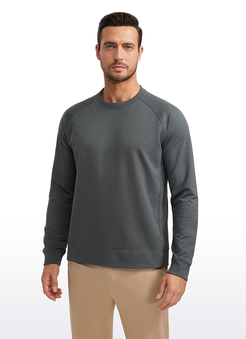 CRZ YOGA Men's Train Classic Fit Pullover Sweatshirts Long Sleeves True Navy