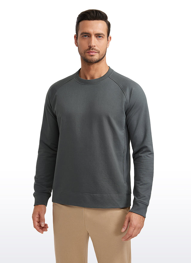 CRZ YOGA Men's Train Classic Fit Pullover Sweatshirts Long Sleeves True Navy