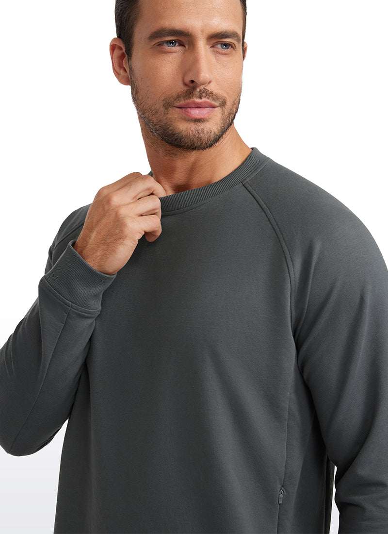 CRZ YOGA Men's Train Classic Fit Pullover Sweatshirts Long Sleeves True Navy