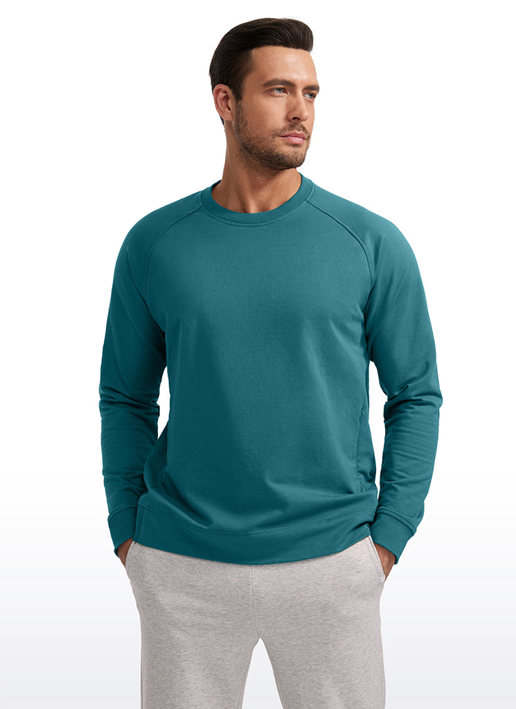 CRZ YOGA Men's Train Classic Fit Pullover Sweatshirts Long Sleeves Green Jade