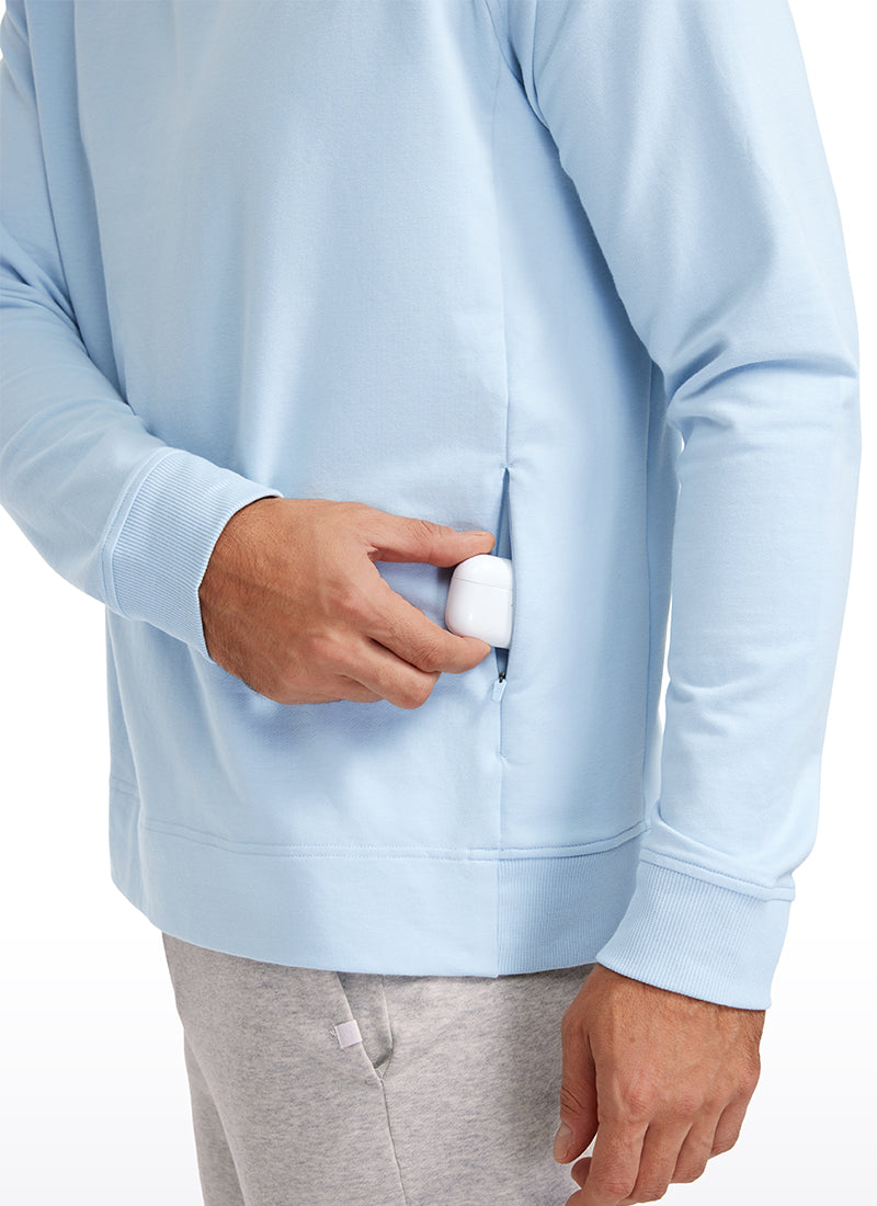 CRZ YOGA Men's Train Classic Fit Pullover Sweatshirts Long Sleeves White Apricot