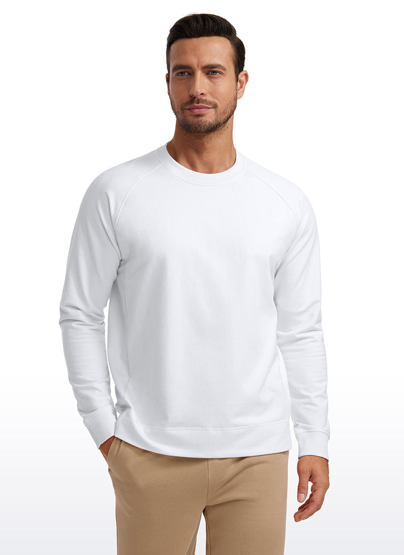 CRZ YOGA Men's Train Classic Fit Pullover Sweatshirts Long Sleeves White Apricot