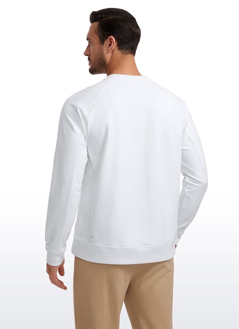 CRZ YOGA Men's Train Classic Fit Pullover Sweatshirts Long Sleeves White Apricot