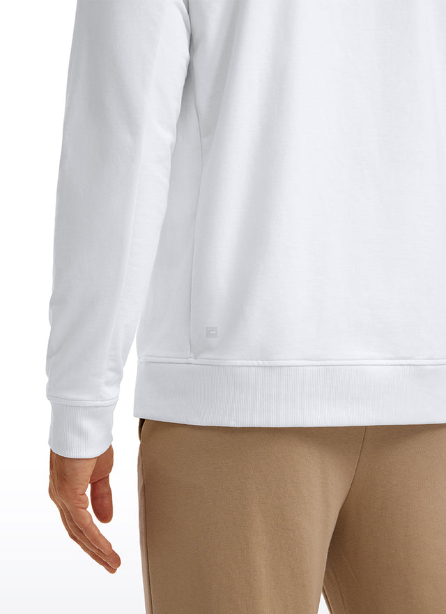 CRZ YOGA Men's Train Classic Fit Pullover Sweatshirts Long Sleeves White Apricot