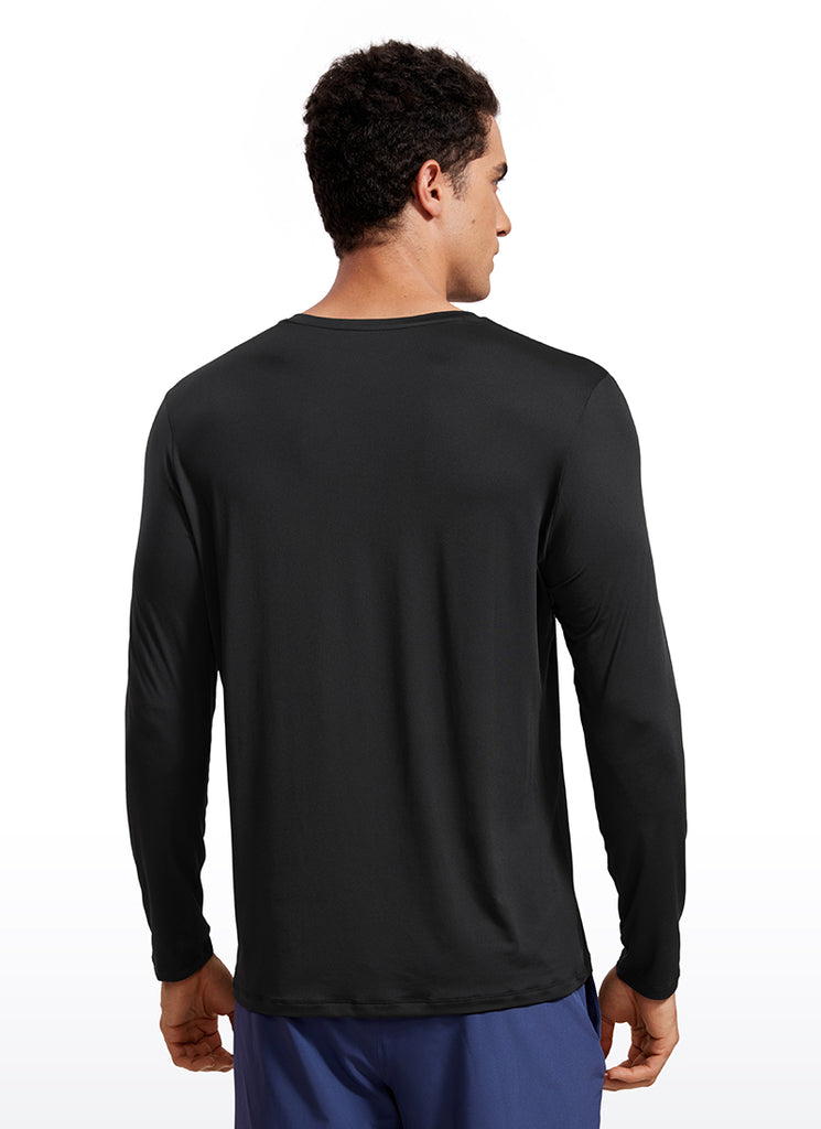 CRZ YOGA Men's Training Classic Fit Ultralight Crew Neck Long Sleeves Silver Mist