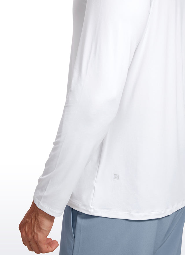 CRZ YOGA Men's Training Classic Fit Ultralight Crew Neck Long Sleeves White