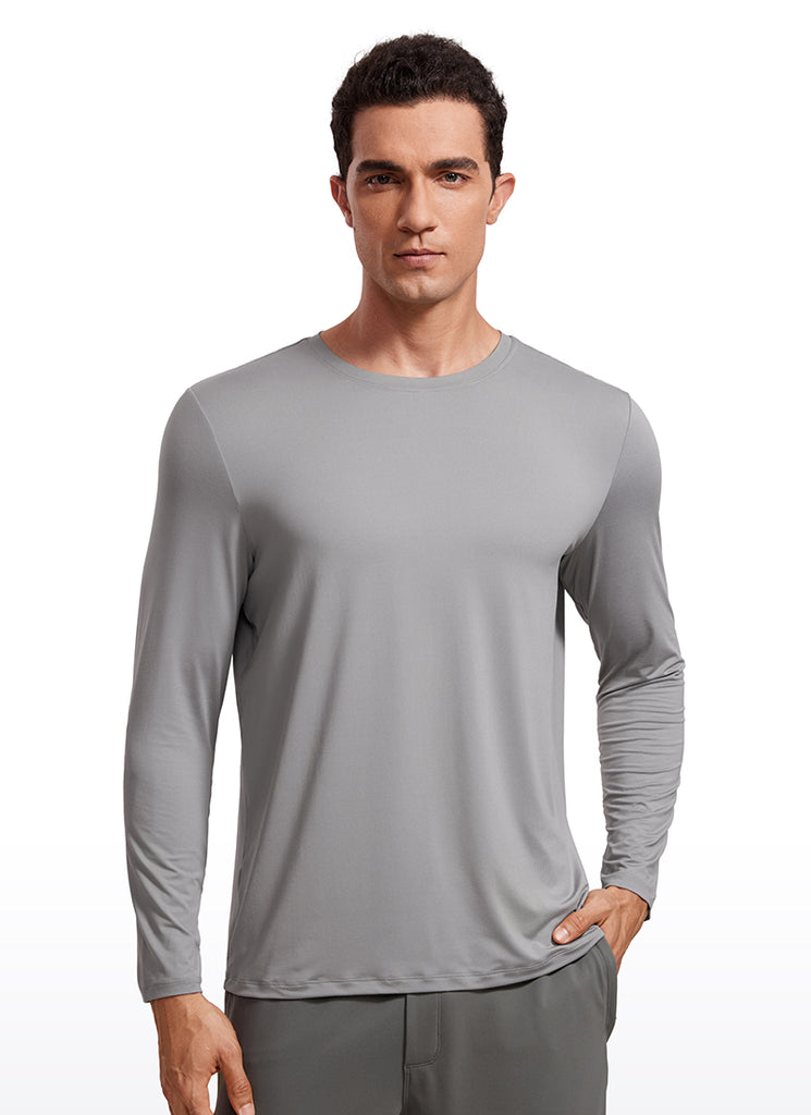 CRZ YOGA Men's Training Classic Fit Ultralight Crew Neck Long Sleeves White