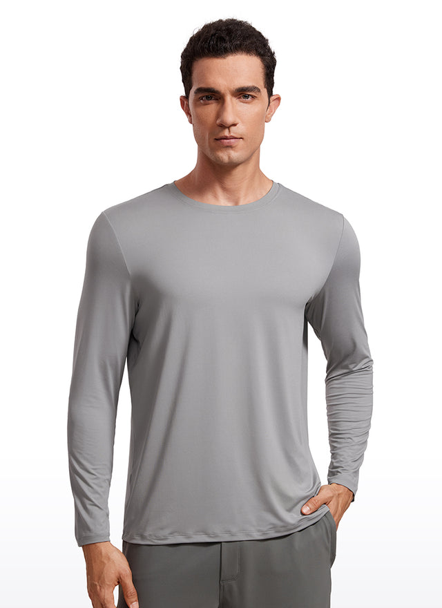CRZ YOGA Men's Training Classic Fit Ultralight Crew Neck Long Sleeves White