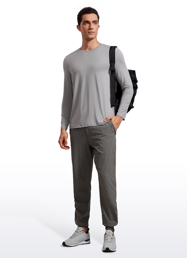 CRZ YOGA Men's Training Classic Fit Ultralight Crew Neck Long Sleeves White