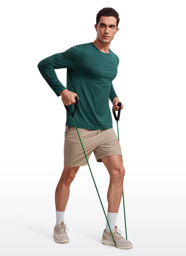 CRZ YOGA Men's Training Classic Fit Ultralight Crew Neck Long Sleeves Silver Gray