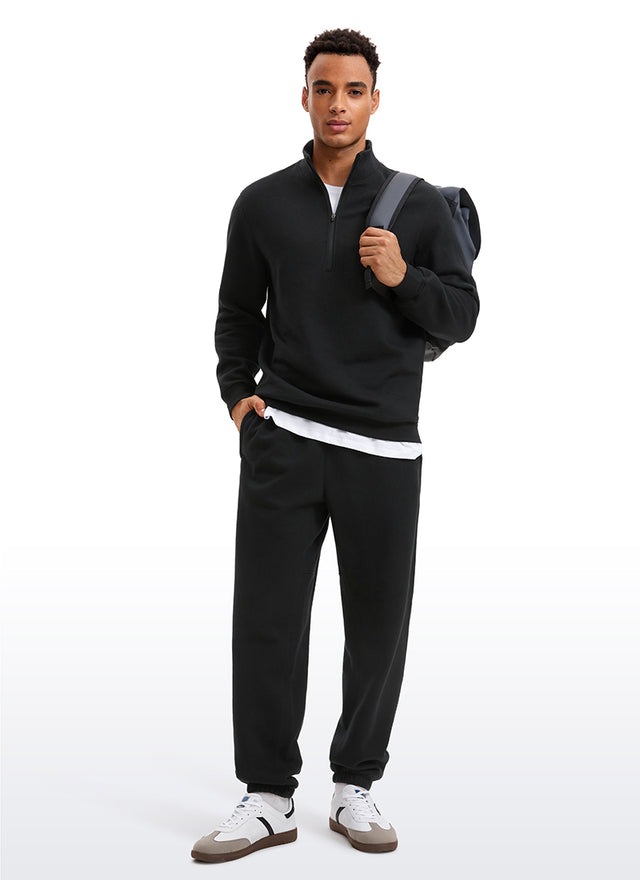 CRZ YOGA Men's Casual Relaxed Fit Fleece Lined Sweatshirts Mock Neck Black