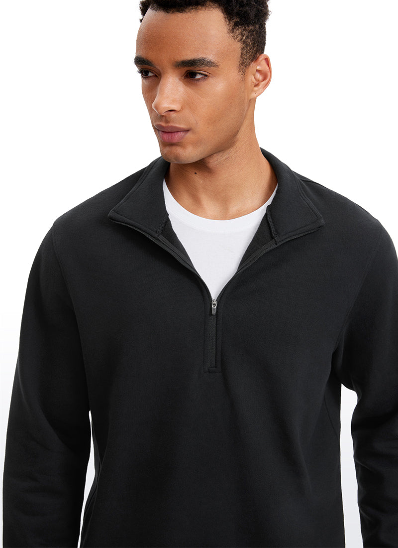 CRZ YOGA Men's Casual Relaxed Fit Fleece Lined Sweatshirts Mock Neck Black