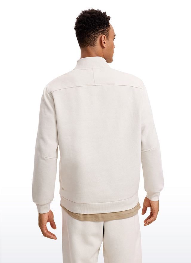 CRZ YOGA Men's Casual Relaxed Fit Fleece Lined Sweatshirts Mock Neck Black