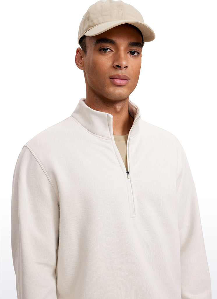 CRZ YOGA Men's Casual Relaxed Fit Fleece Lined Sweatshirts Mock Neck Milky White