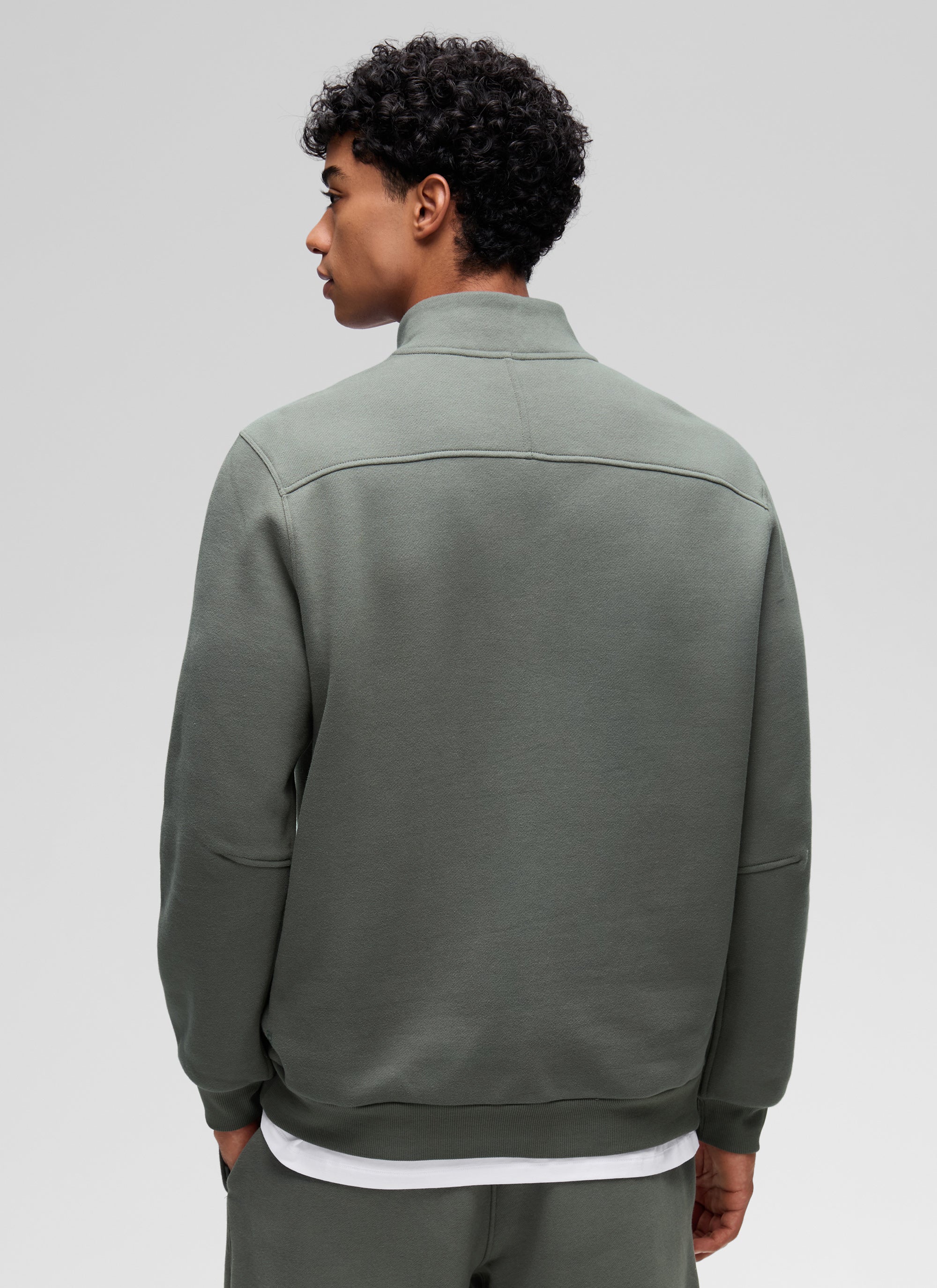 CRZ YOGA Men's Casual Relaxed Fit Fleece Lined Sweatshirts Mock Neck Grey Sage