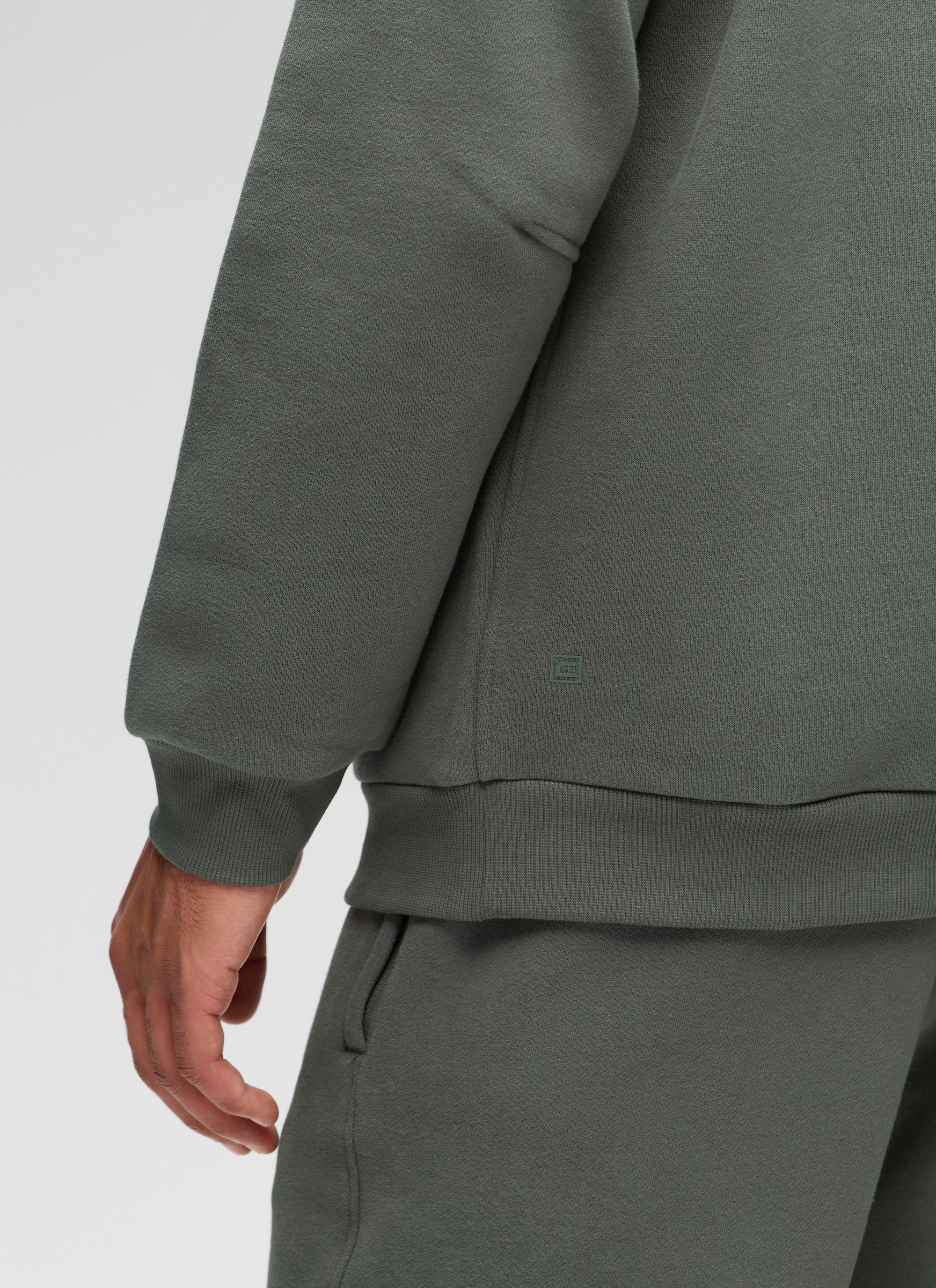 CRZ YOGA Men's Casual Relaxed Fit Fleece Lined Sweatshirts Mock Neck Grey Sage