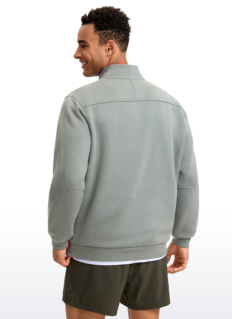 CRZ YOGA Men's Casual Relaxed Fit Fleece Lined Sweatshirts Mock Neck Milky White