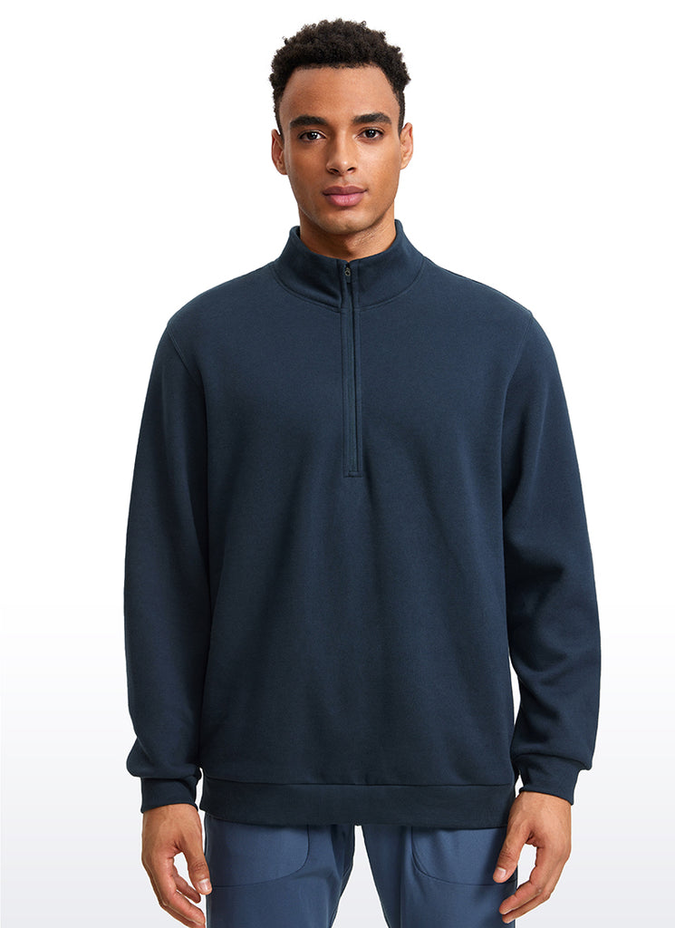 CRZ YOGA Men's Casual Relaxed Fit Fleece Lined Sweatshirts Mock Neck Grey Sage