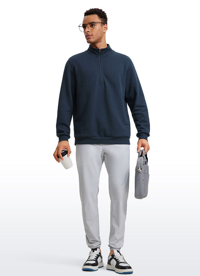 Fleece Lined Half Zip Sweatshirts Mock Neck