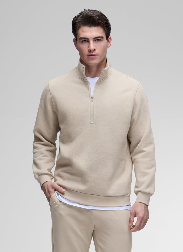 CRZ YOGA Men's Casual Relaxed Fit Fleece Lined Sweatshirts Mock Neck Sterling