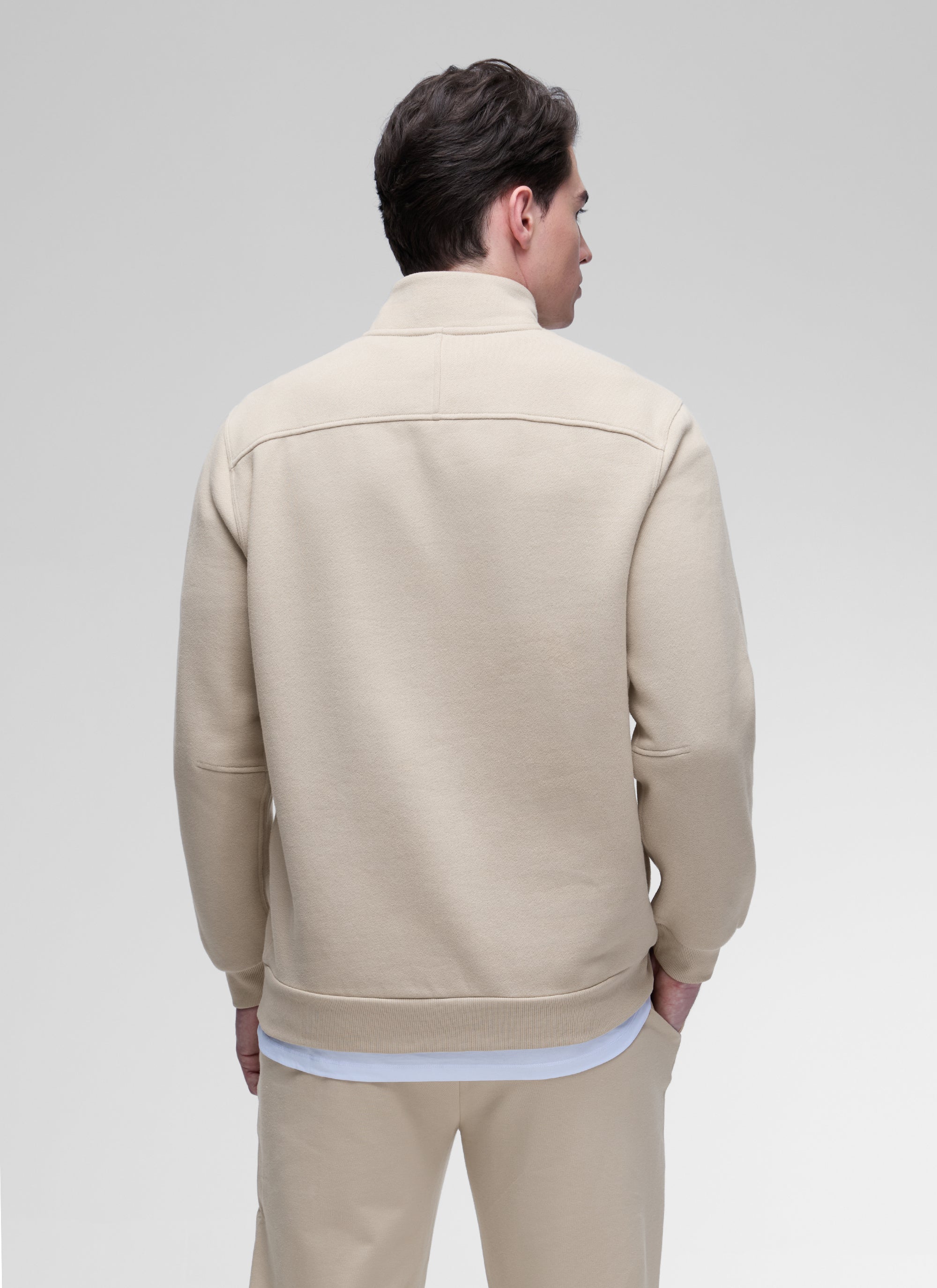 CRZ YOGA Men's Casual Relaxed Fit Fleece Lined Sweatshirts Mock Neck Sterling