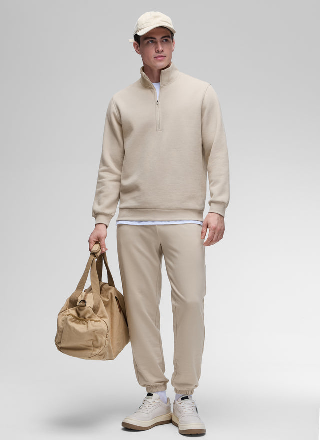 CRZ YOGA Men's Casual Relaxed Fit Fleece Lined Sweatshirts Mock Neck Sterling